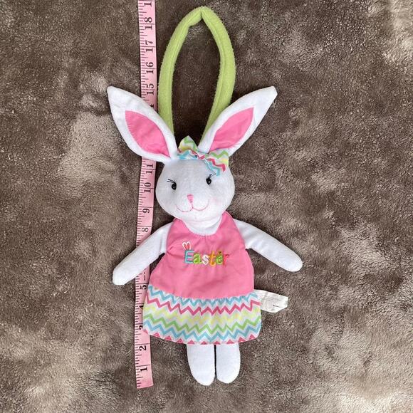 Easter Bunny Rabbit Plush Purse Toddler Stuffed Toy w/ Fabric Handle Zipper - Picture 1 of 12